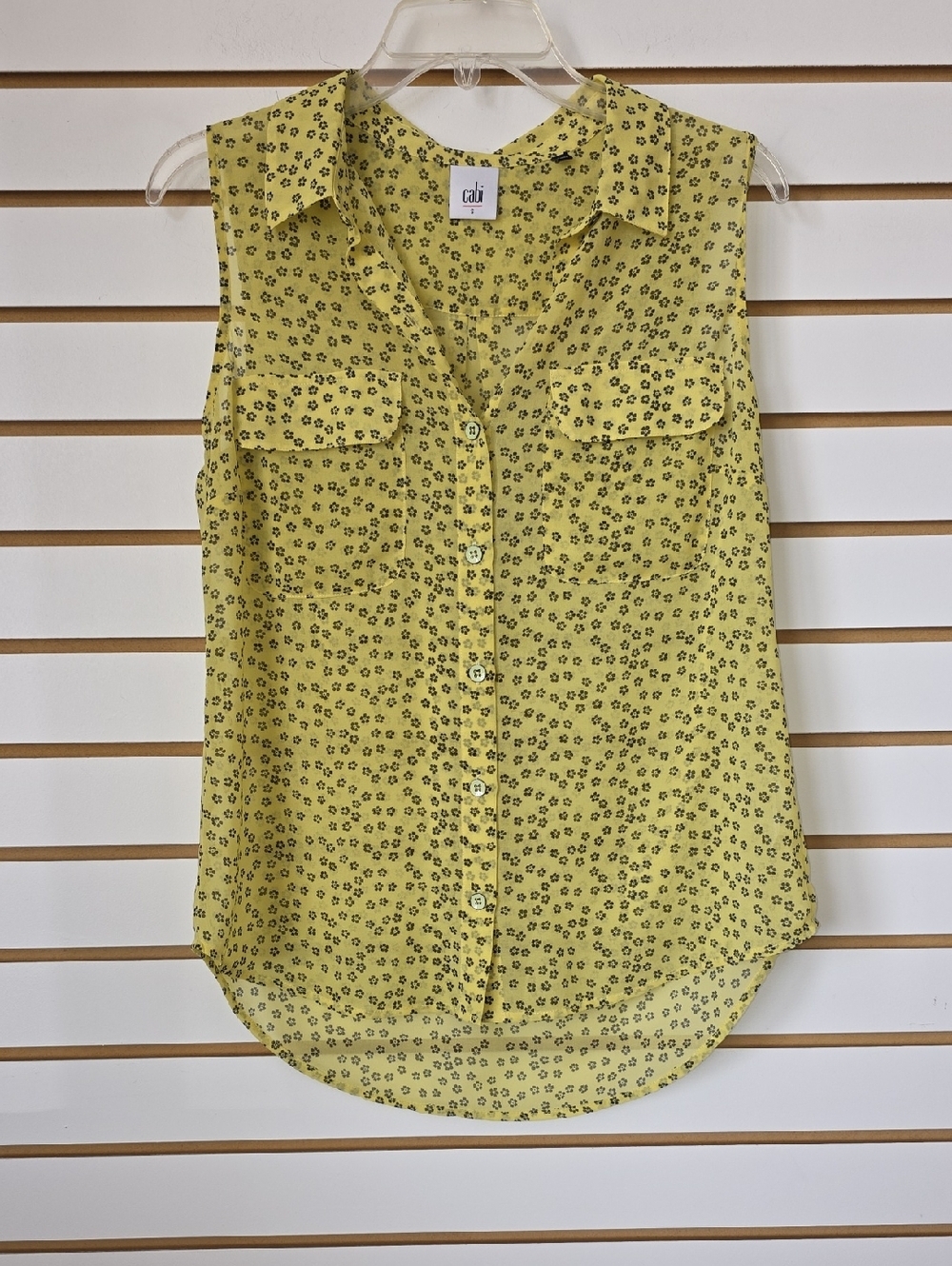 CAbi Sleeveless Button-Front Blouse with Floral Print